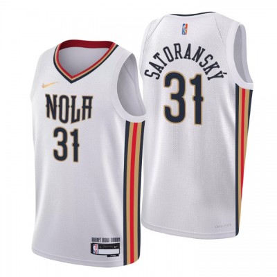 New Orleans Pelicans #31 Tomas Satoransky Men's Nike White 202122 Swingman NBA Jersey - City Edition Men's